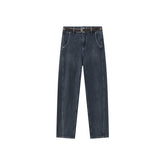 Women's Gray Tapered Jeans with Belt